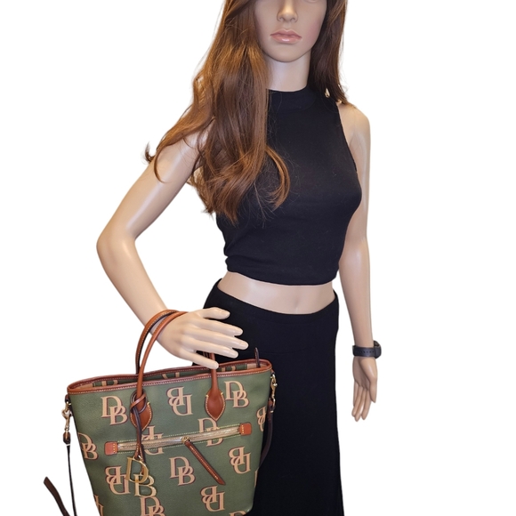 Dooney & Bourke Tote Bag DB Monogram & Vachetta Leather Signature Purse - Picture 14 of 16